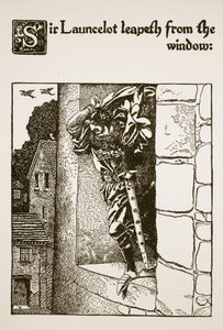 Sir Launcelot salta dalla finestra, illustrazione da 